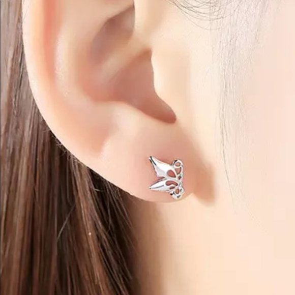 .925 Sterling Silver Butterfly Earrings - Picture 6 of 7